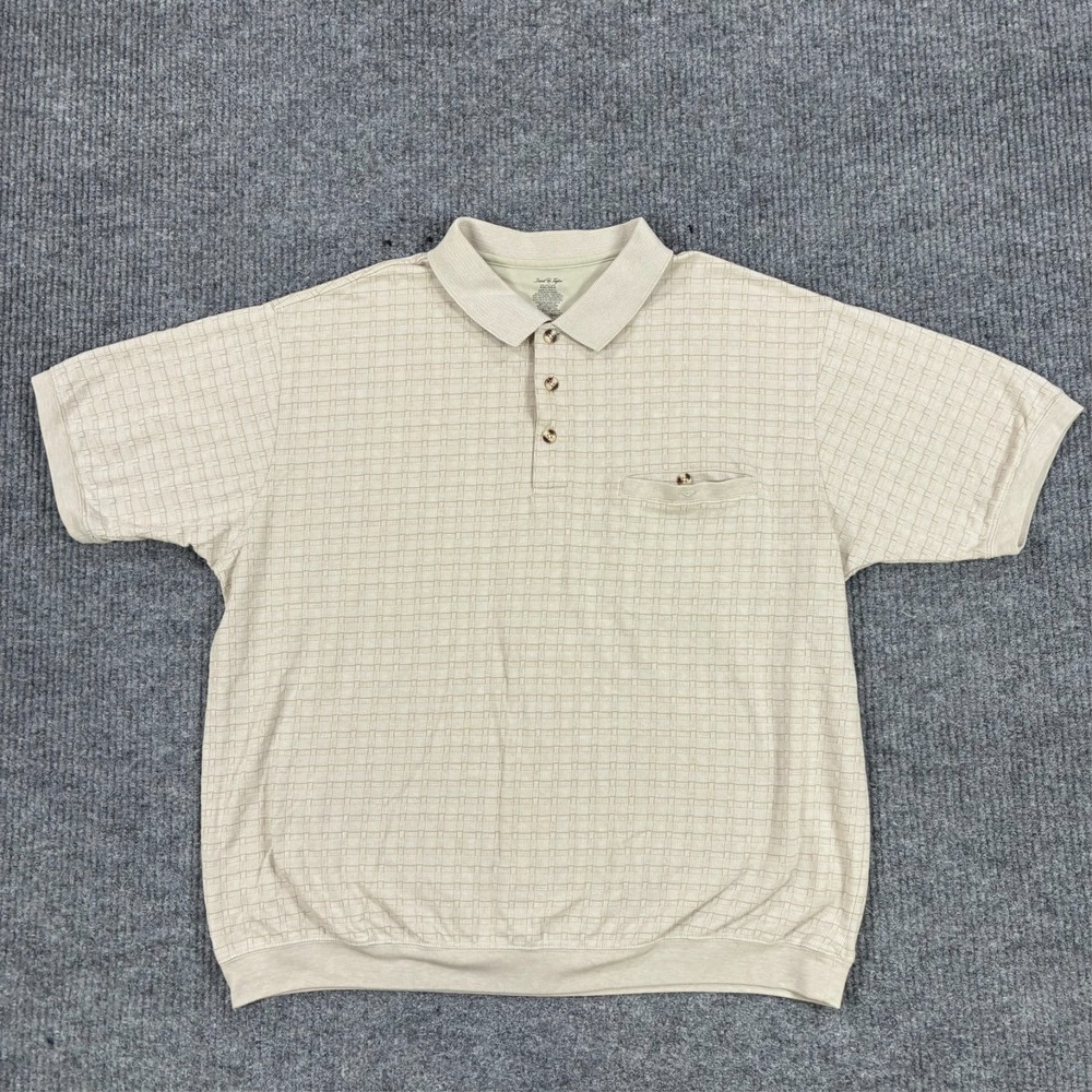 Vintage David Taylor Collection Polo Shirt Mens Size 2XL Beige Short Sleeve